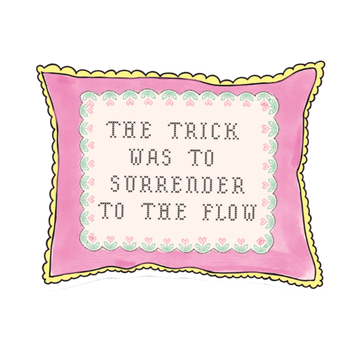 Surrender to the Flow Cross Stitch Pillow Sticker