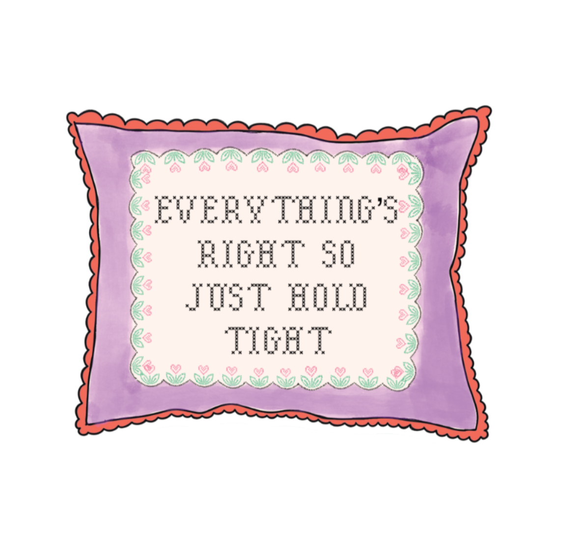 Everything’s Right Cross Stitch Pillow Sticker