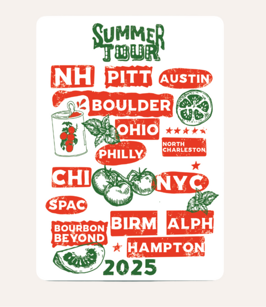 Fluff’s Travels Tomato Summer Tour Dates Sticker