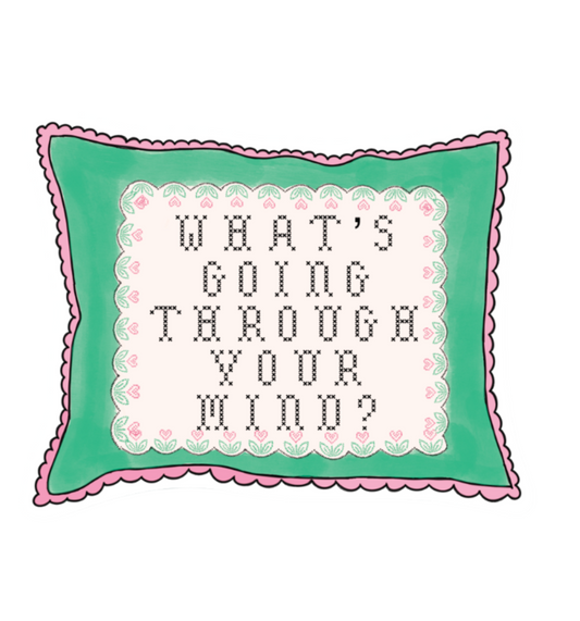 What’s Going Through Your Mind? Cross Stitch Pillow Sticker